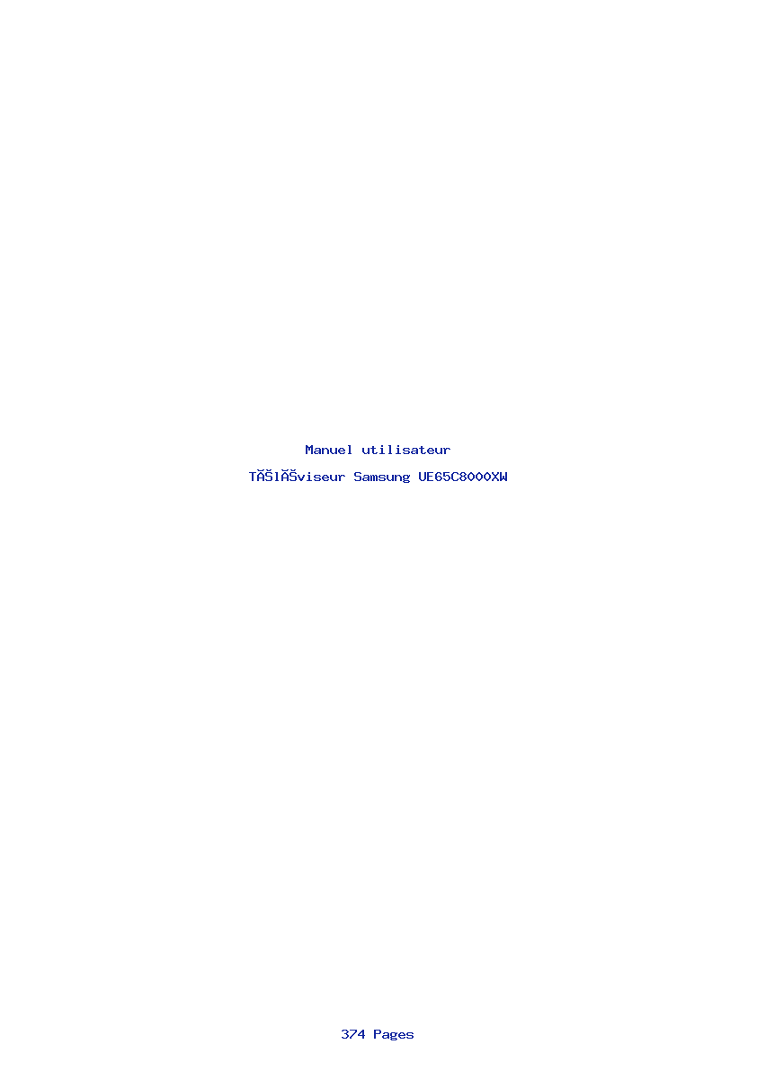 Page 1 de la notice Manuel utilisateur Samsung UE65C8000XW