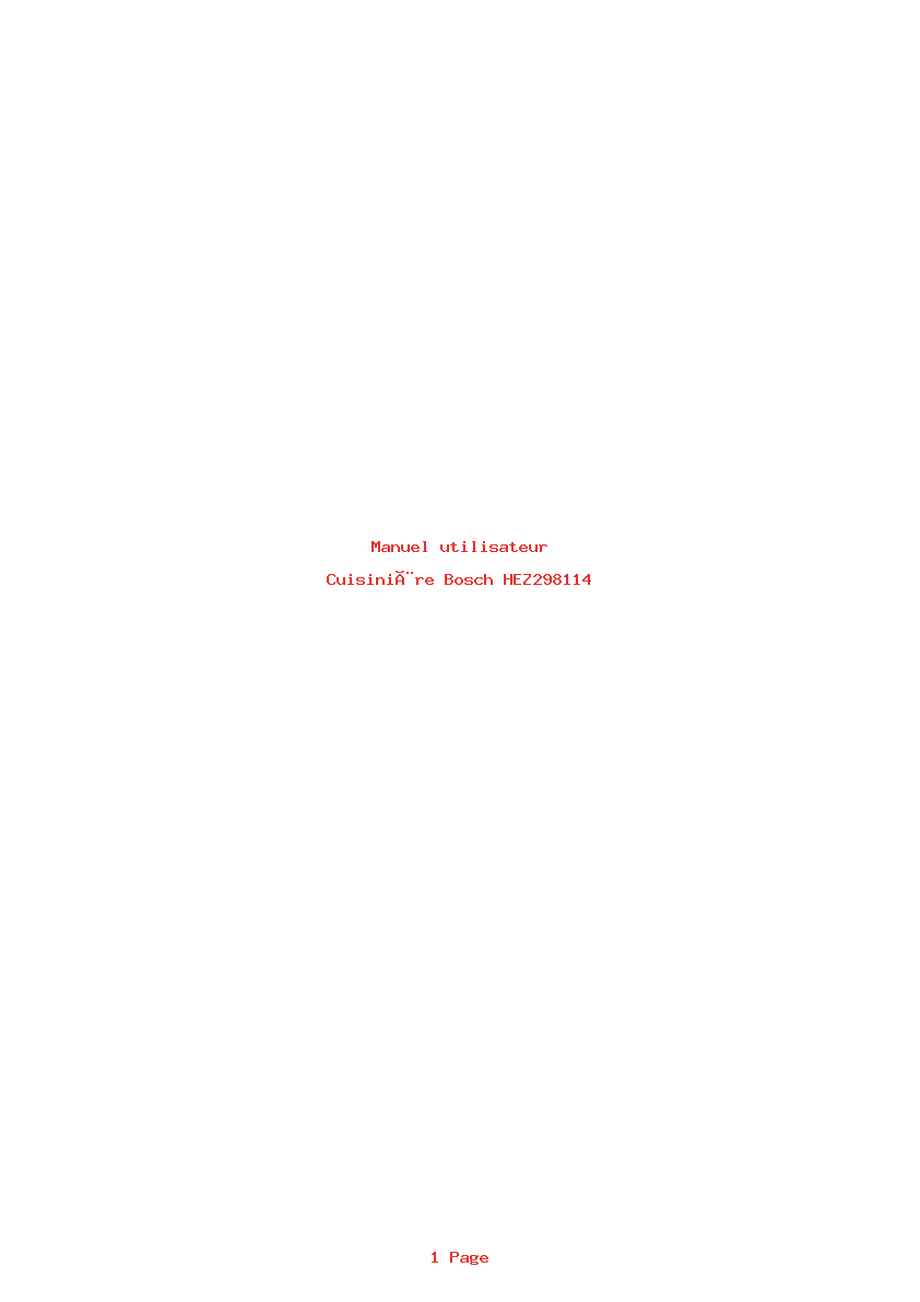 Page 1 de la notice Manuel utilisateur Bosch HEZ298114