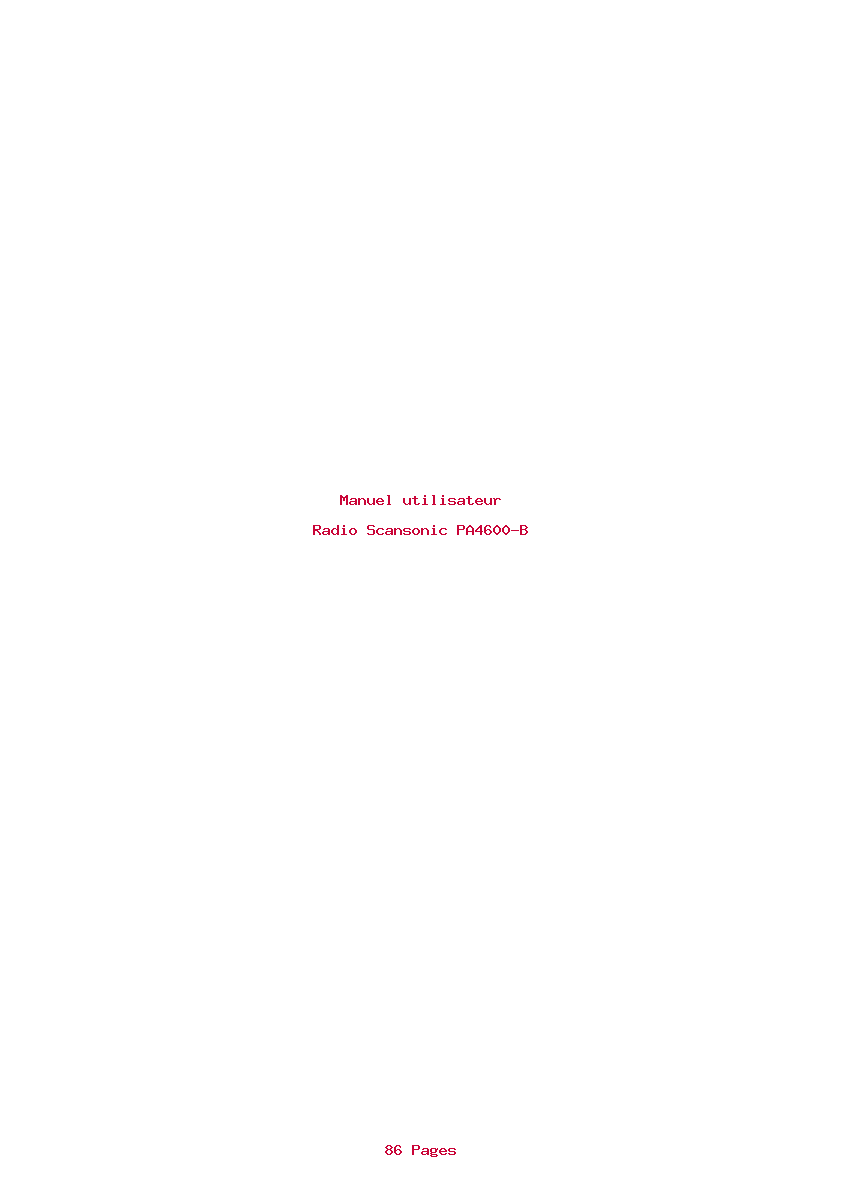 Page 1 de la notice Manuel utilisateur Scansonic PA4600-B