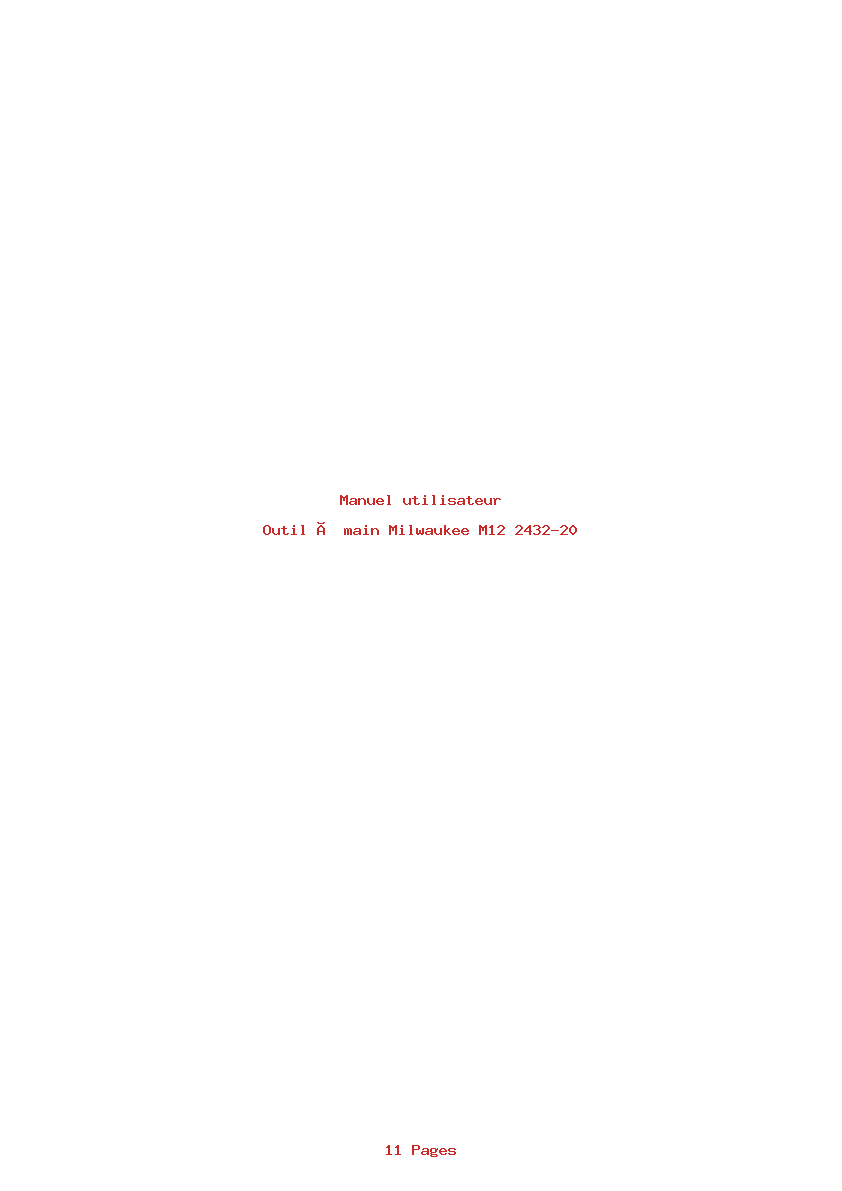 Page 1 de la notice Manuel utilisateur Milwaukee M12 2432-20