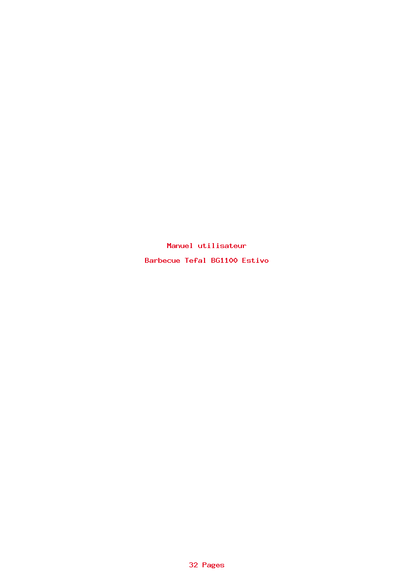 Page 1 de la notice Manuel utilisateur Tefal BG1100 Estivo
