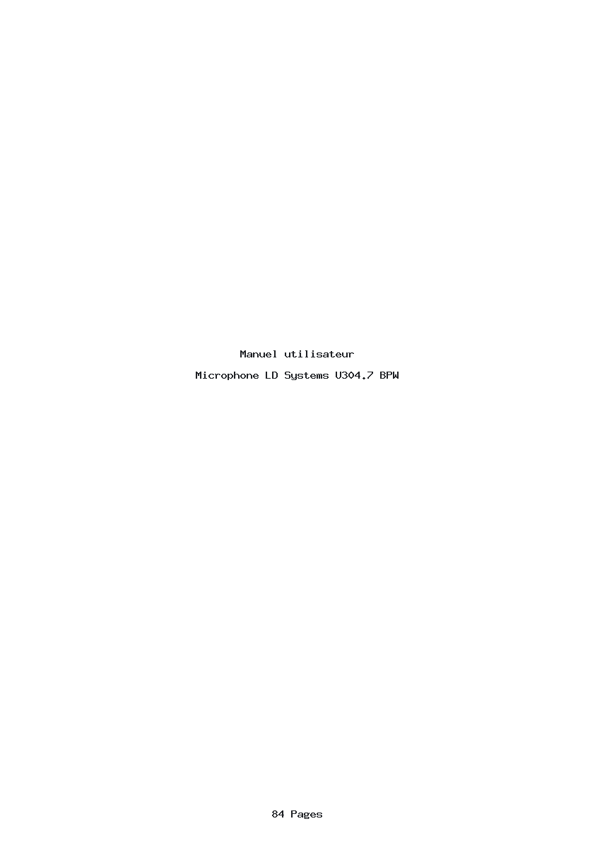 Page 1 de la notice Manuel utilisateur LD Systems U304.7 BPW