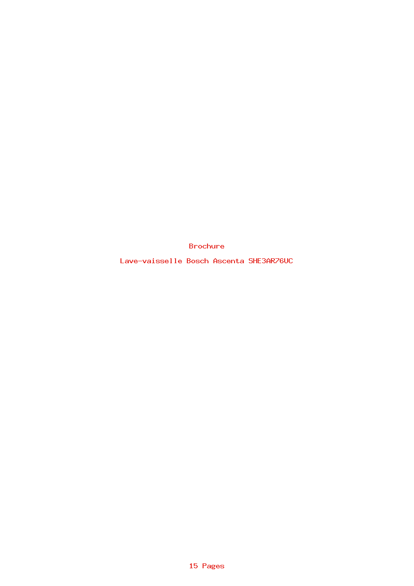 Page 1 de la notice Brochure Bosch Ascenta SHE3AR76UC