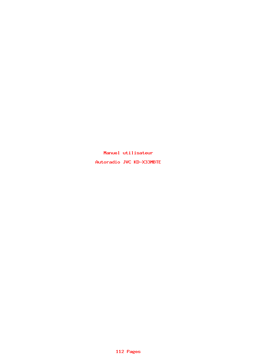 Page 1 de la notice Manuel utilisateur JVC KD-X33MBTE
