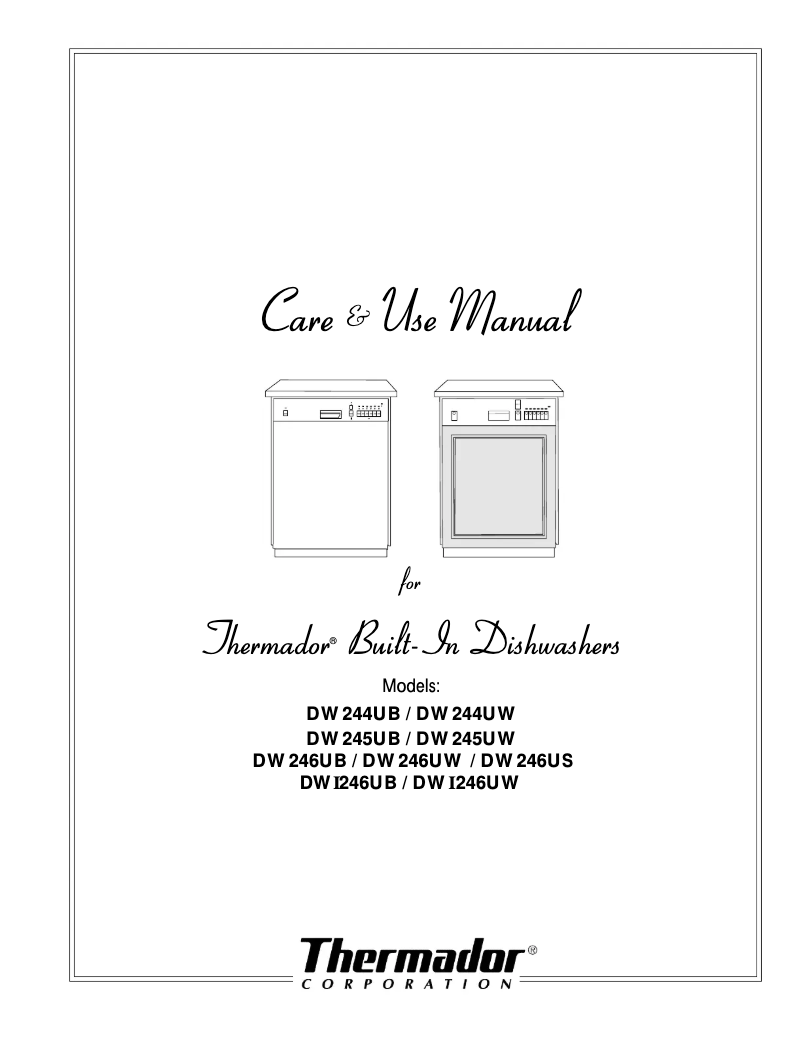 Page 1 de la notice Manuel utilisateur Thermador DW245UB