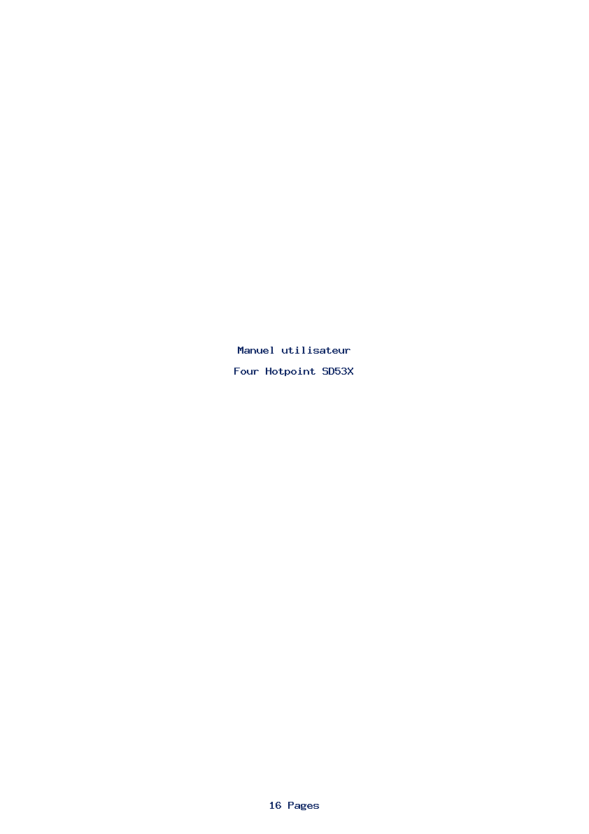 Page 1 de la notice Manuel utilisateur Hotpoint SD53X