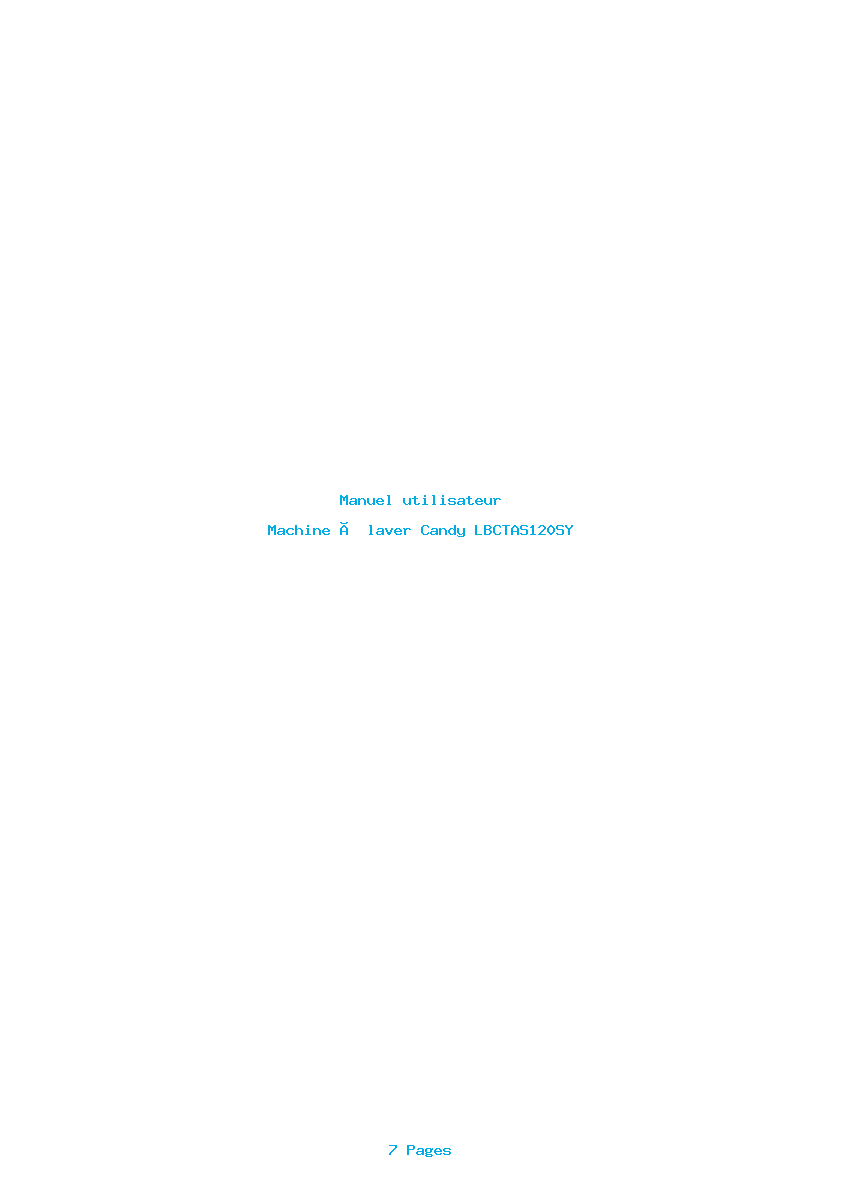 Page 1 de la notice Manuel utilisateur Candy LBCTAS120SY