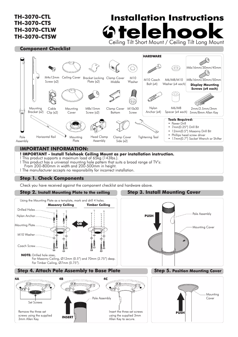 Página 1 del manual Manual de usuario Atdec Telehook TH-3070-CTS