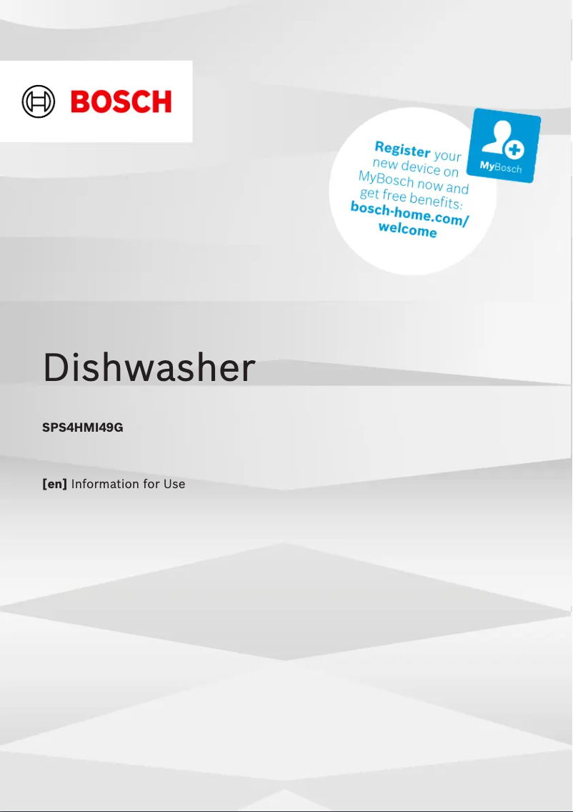 Page 1 de la notice Manuel utilisateur Bosch SPS4HMI49G