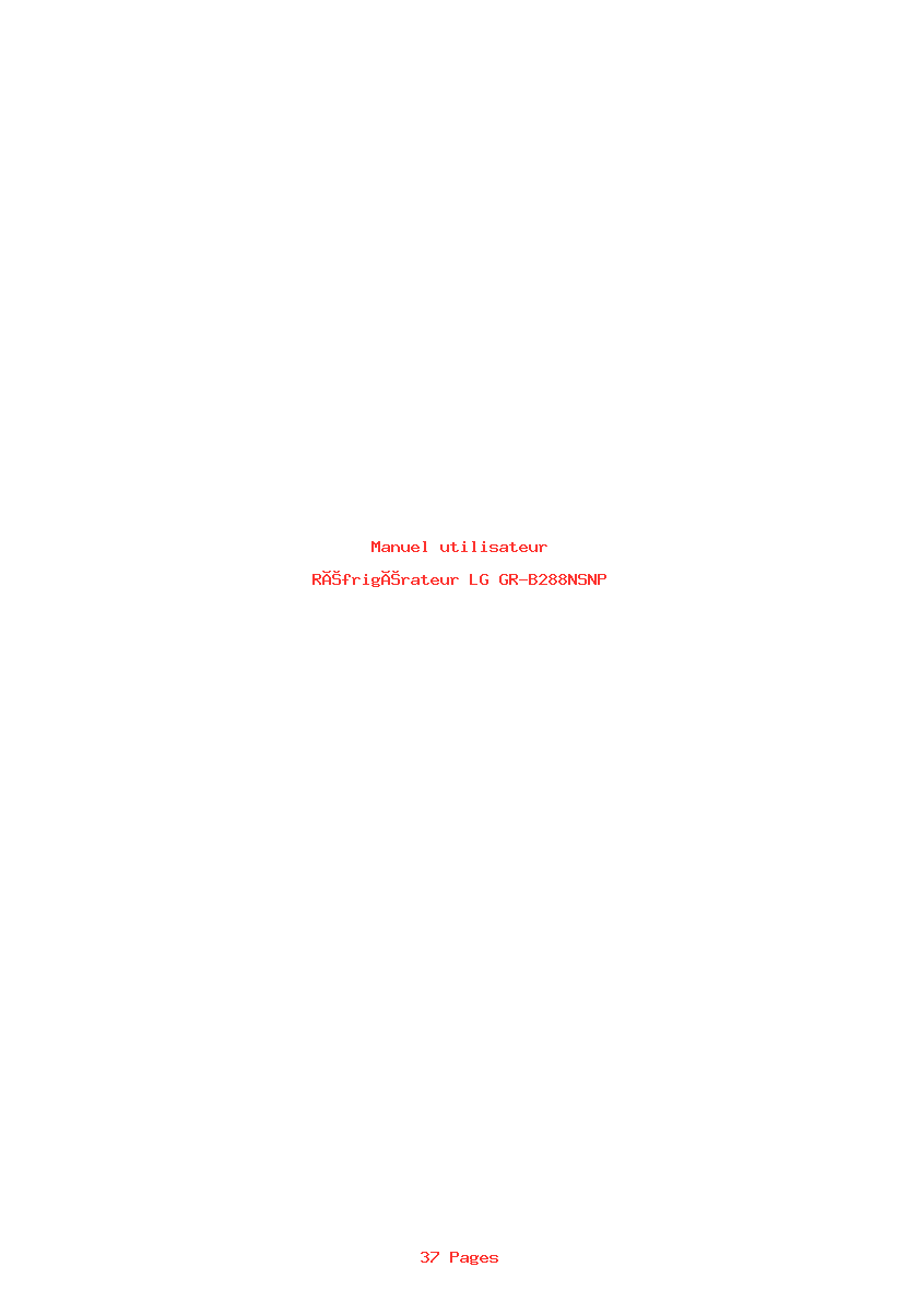 Image de la première page du manuel de l'appareil GR-B288NSNP