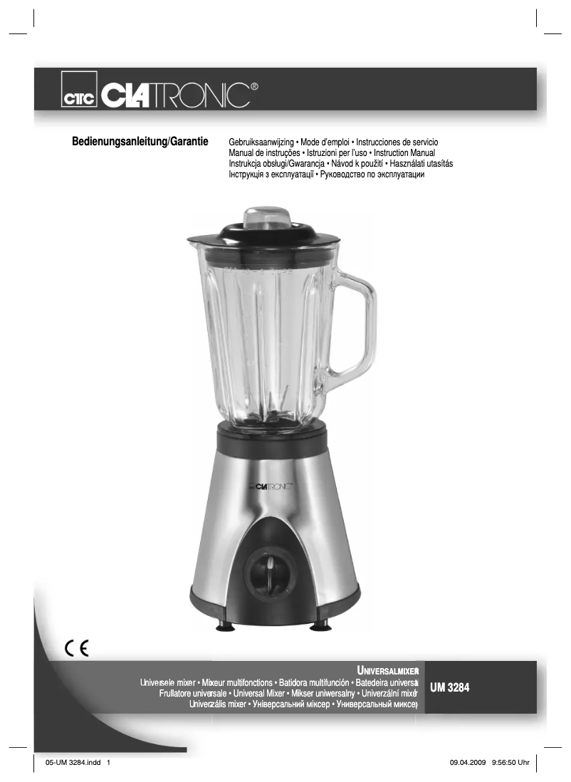 Page 1 de la notice Manuel utilisateur Clatronic UM 3284