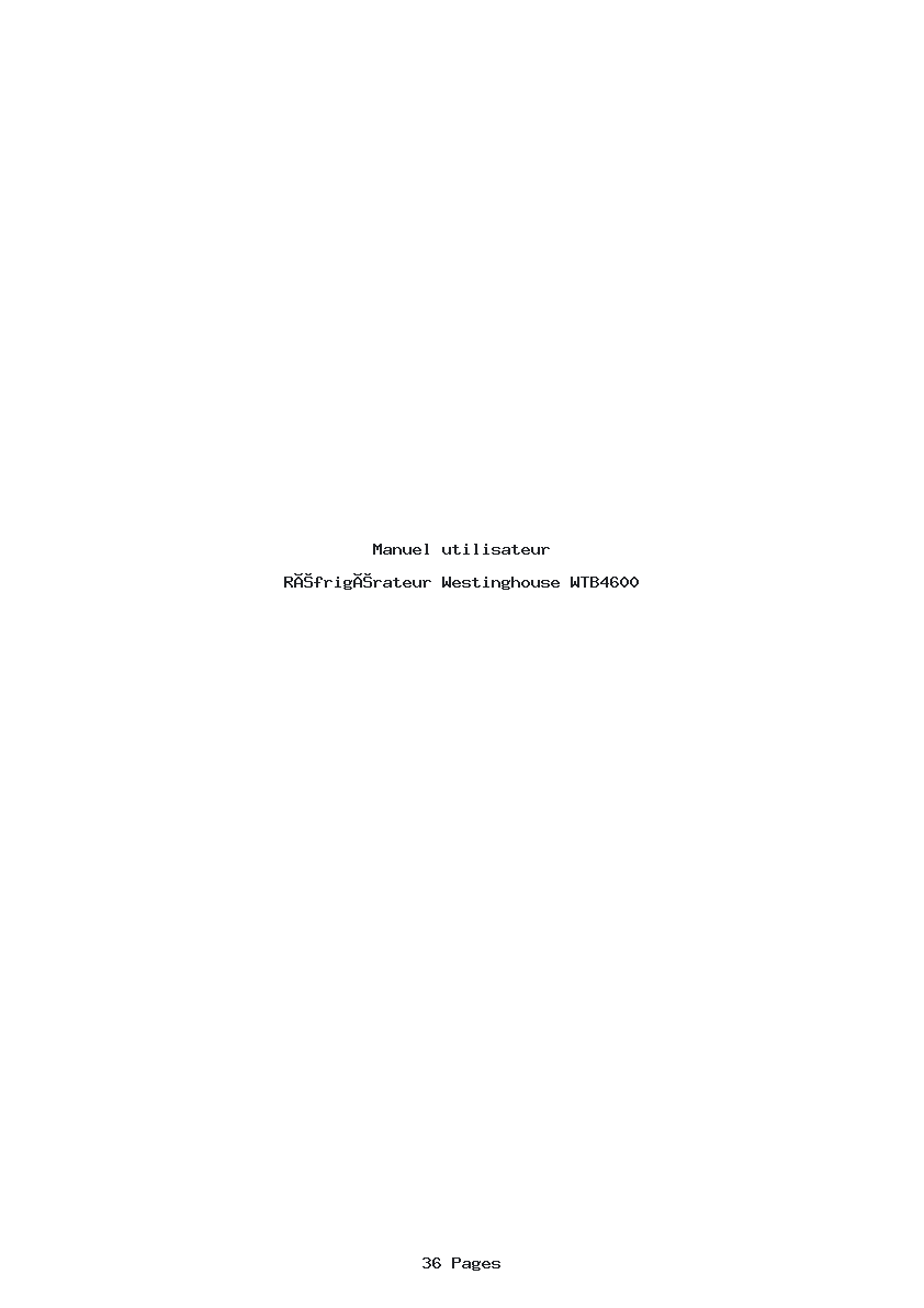 Page 1 de la notice Manuel utilisateur Westinghouse WTB4600