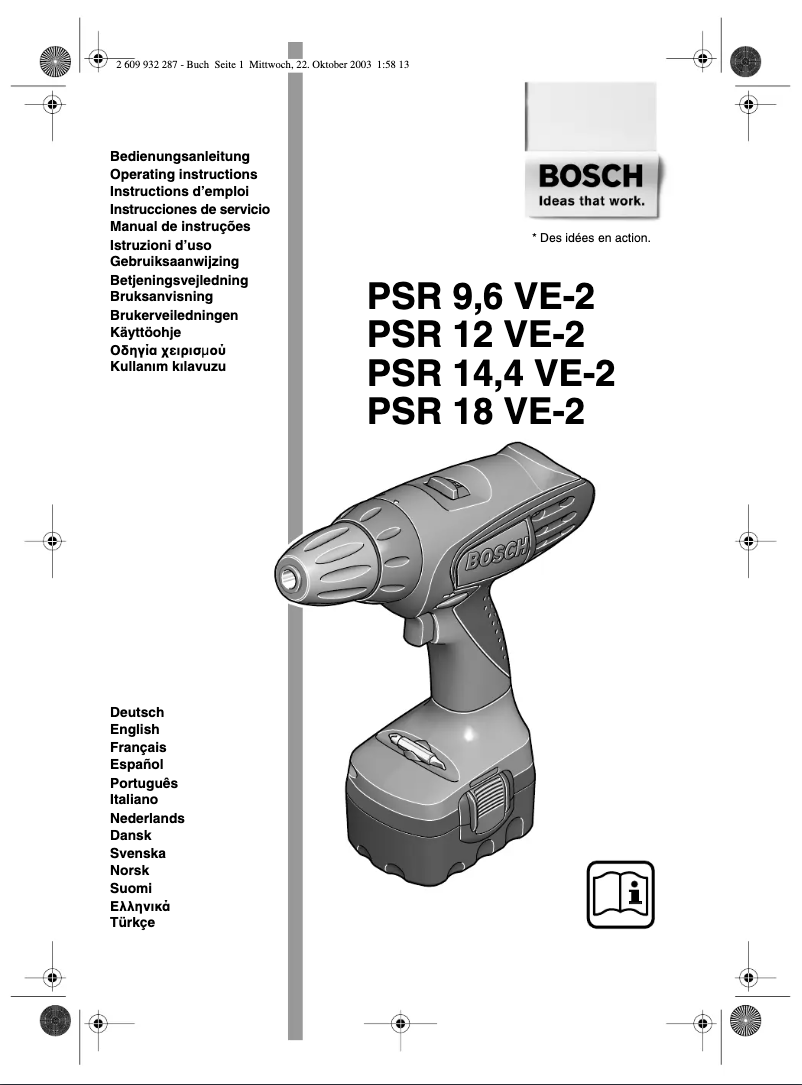 Página 1 del manual Manual de usuario Bosch PSR 14,4 VE-2