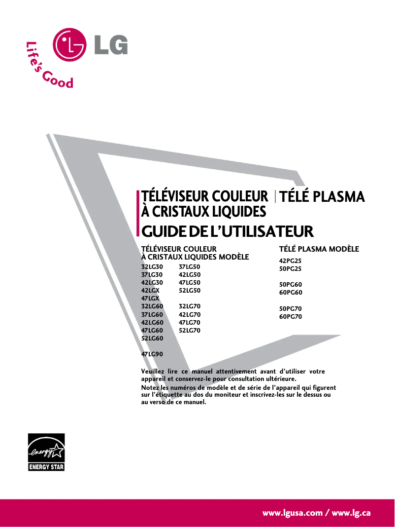 Page 1 de la notice Manuel utilisateur LG 32LG30