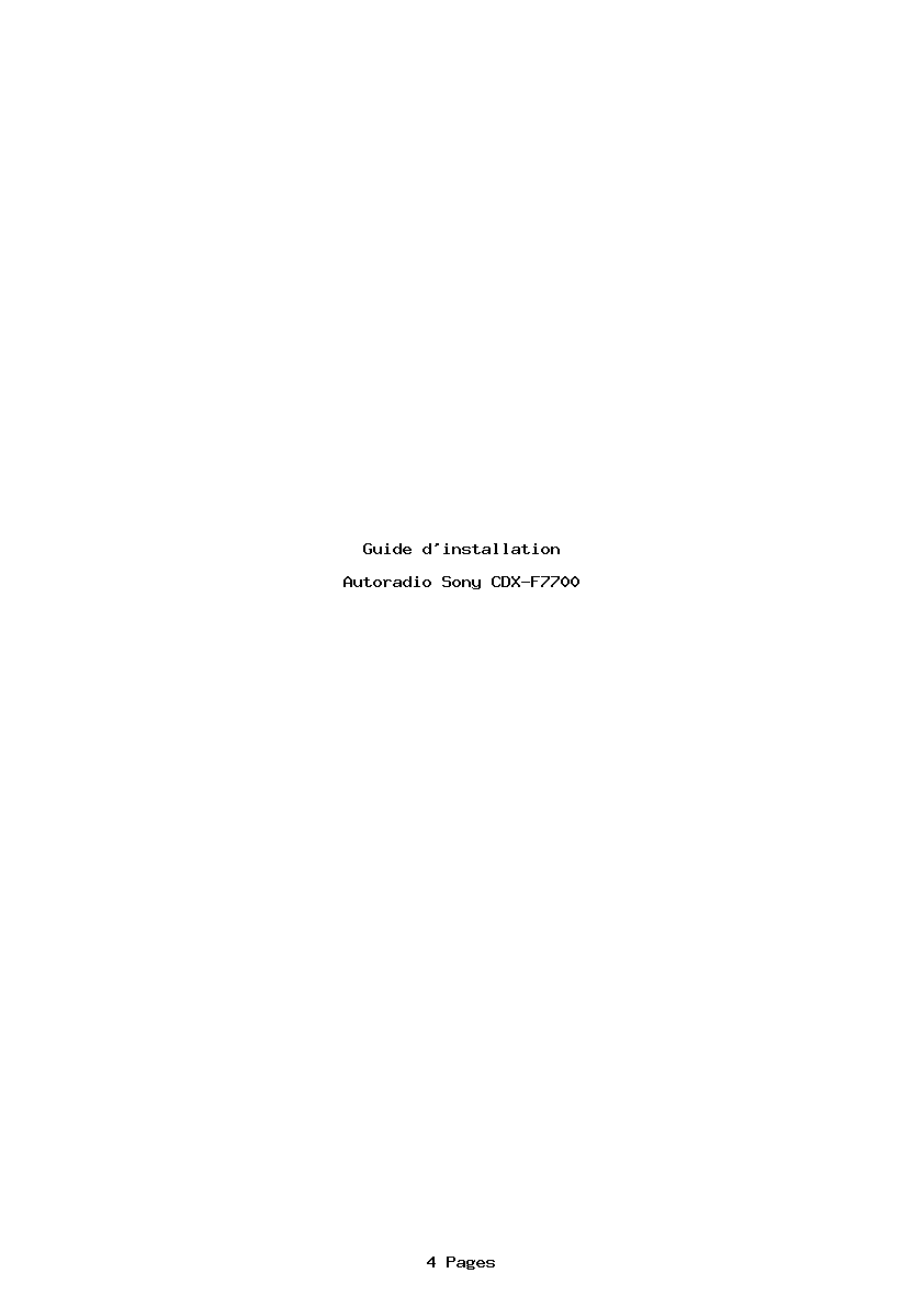Page 1 de la notice Guide d'installation Sony CDX-F7700