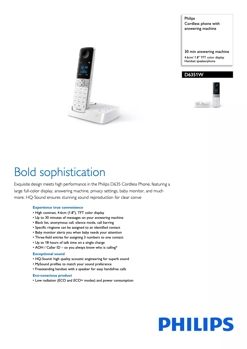 Imagen de la primera página del manual del dispositivo D6351W