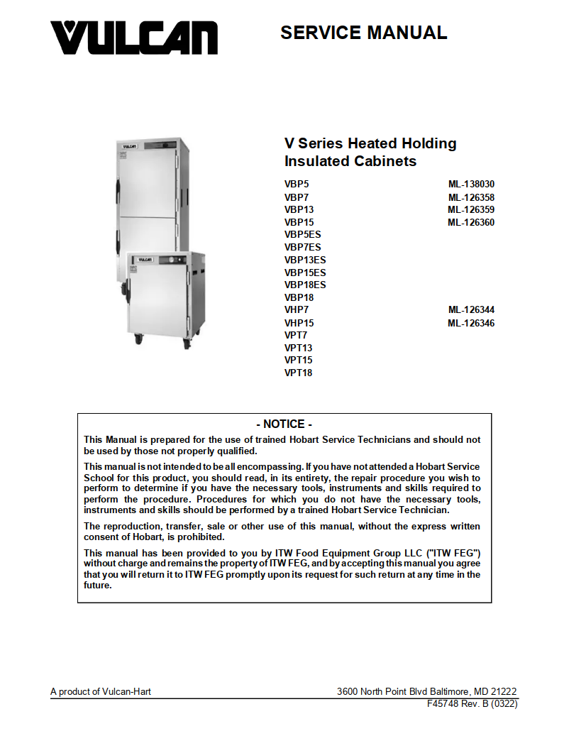 Page 1 de la notice Manuel utilisateur Vulcan VHP15