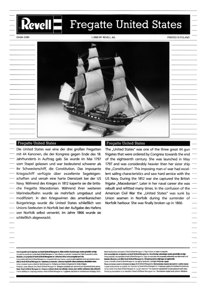 Page 1 de la notice Manuel utilisateur Revell Fregate 'USS United States'
