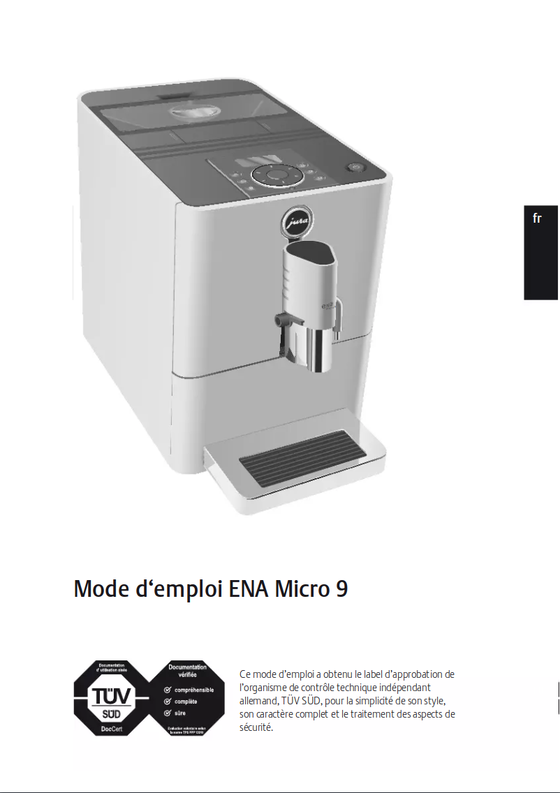 Page 1 de la notice Manuel utilisateur Jura ENA Micro 9