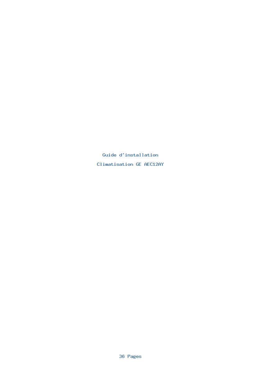 Page 1 de la notice Guide d'installation GE AEC12AY