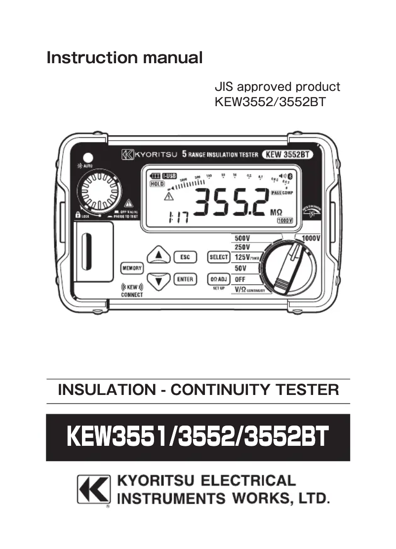 Page 1 de la notice Manuel utilisateur Kyoritsu KEW3552