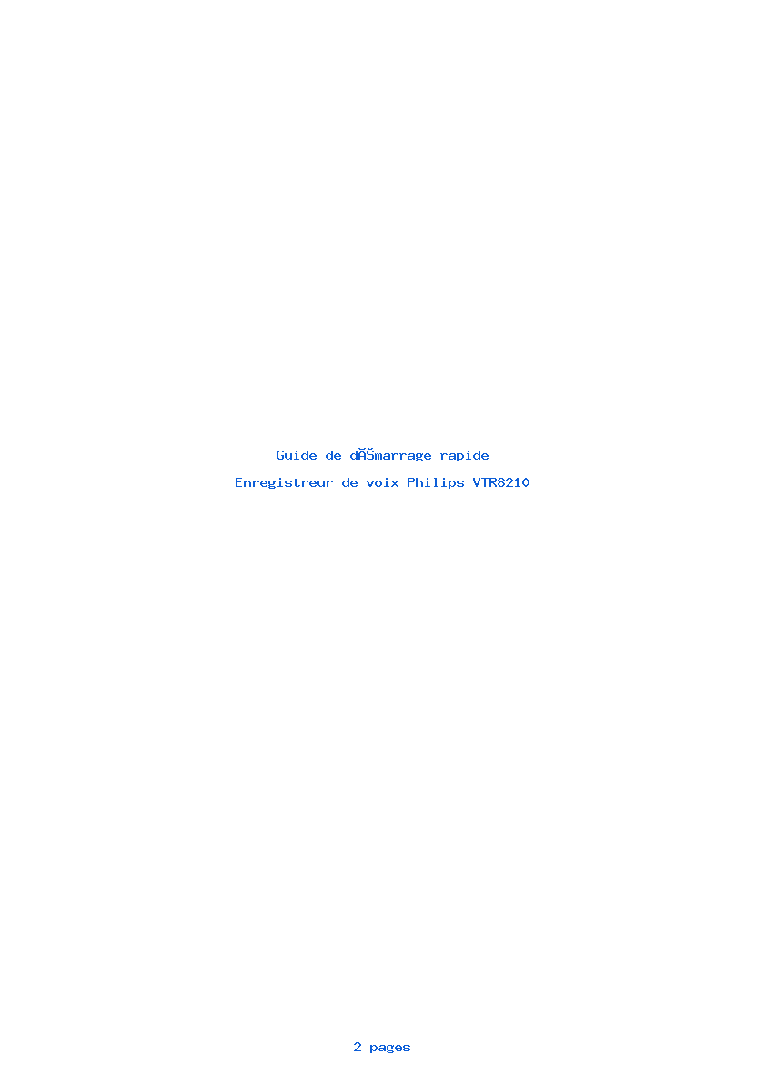 Page 1 de la notice Guide de démarrage rapide Philips VTR8210