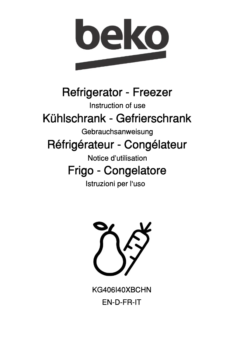 Page 1 de la notice Manuel utilisateur Beko KG406I40XBCHN
