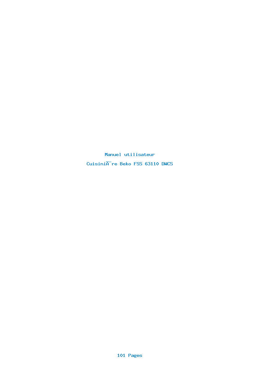 Page 1 de la notice Manuel utilisateur Beko FSS 63110 DWCS