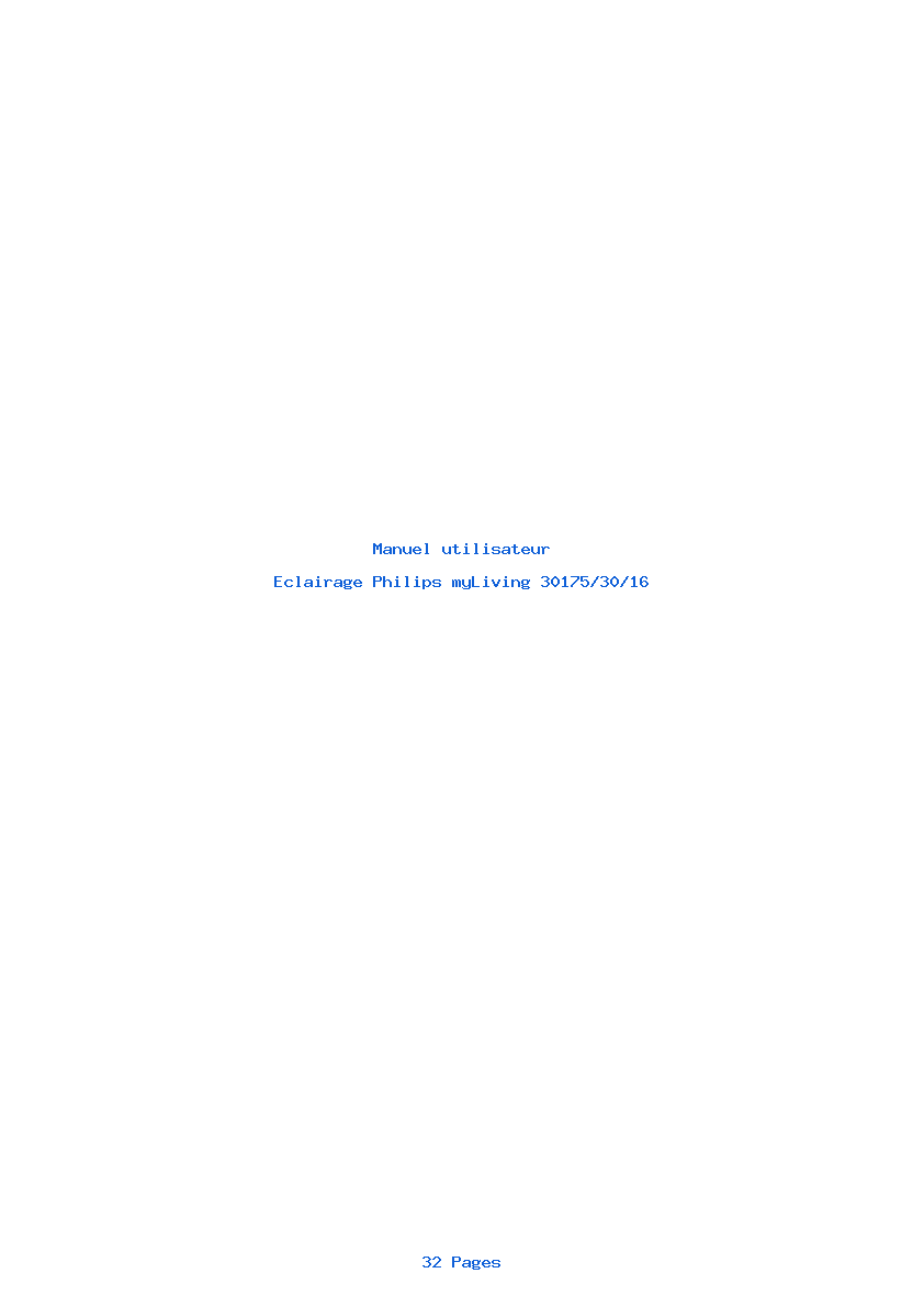 Page 1 de la notice Manuel utilisateur Philips myLiving 30175/30/16