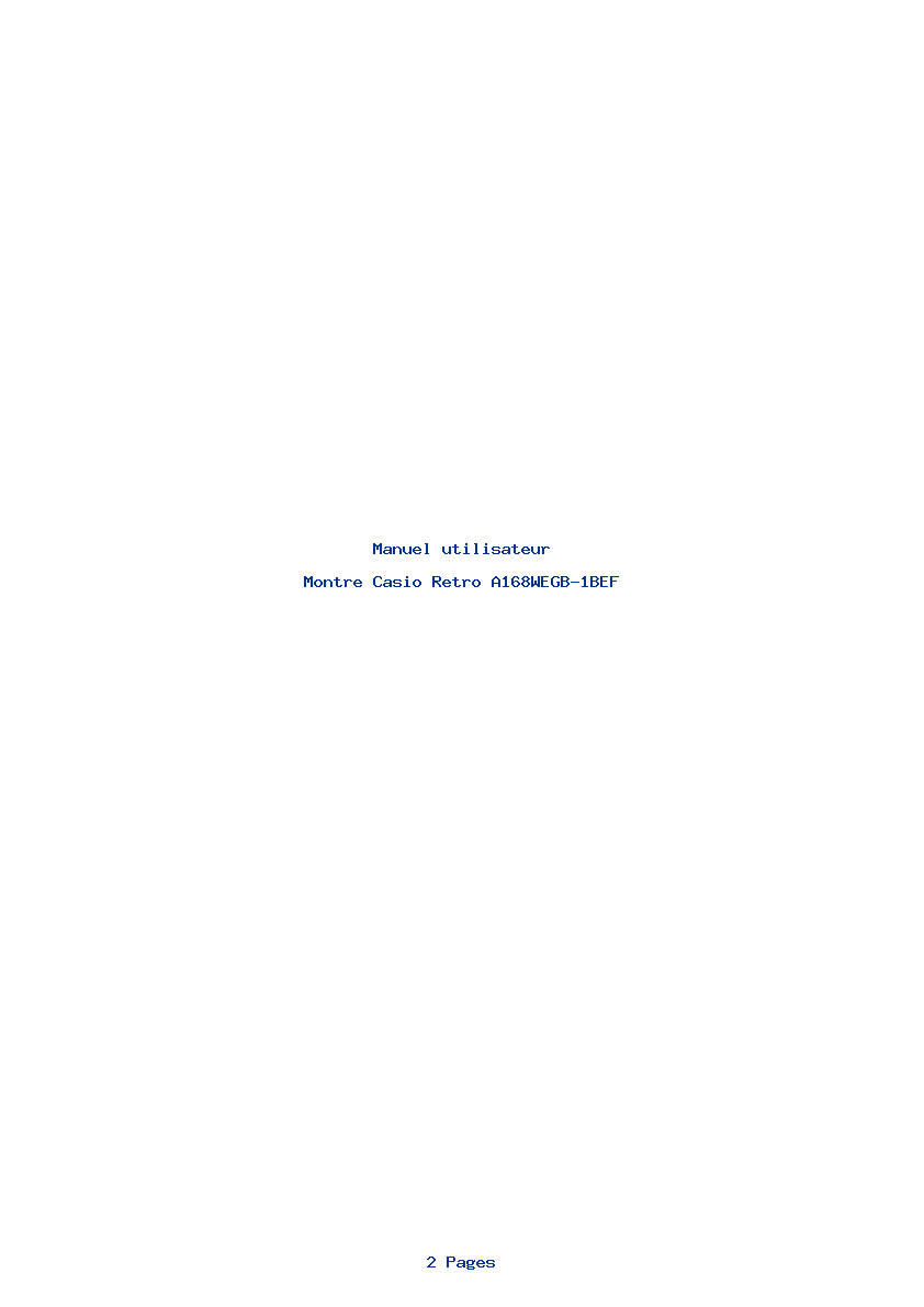 Page 1 de la notice Manuel utilisateur Casio Retro A168WEGB-1BEF