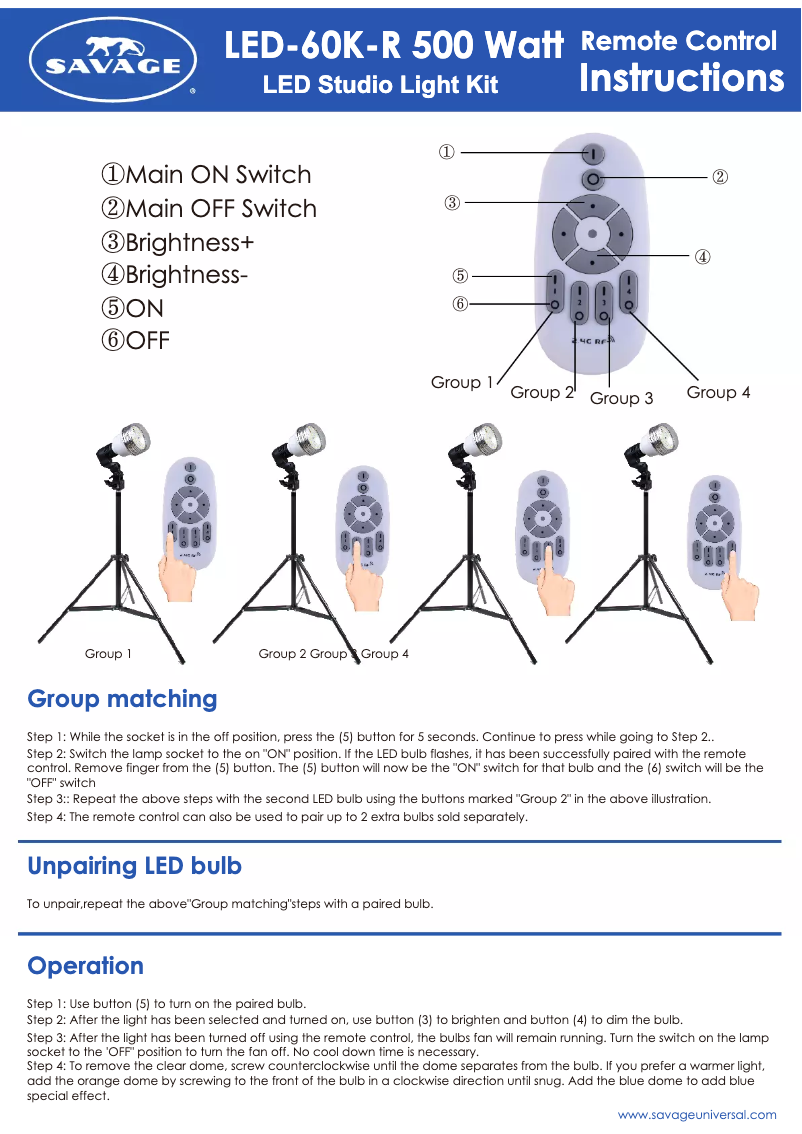 Page 1 de la notice Manuel utilisateur Savage LED700K
