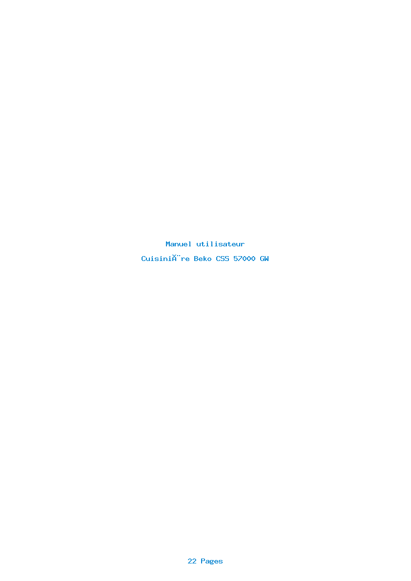 Page 1 de la notice Manuel utilisateur Beko CSS 57000 GW