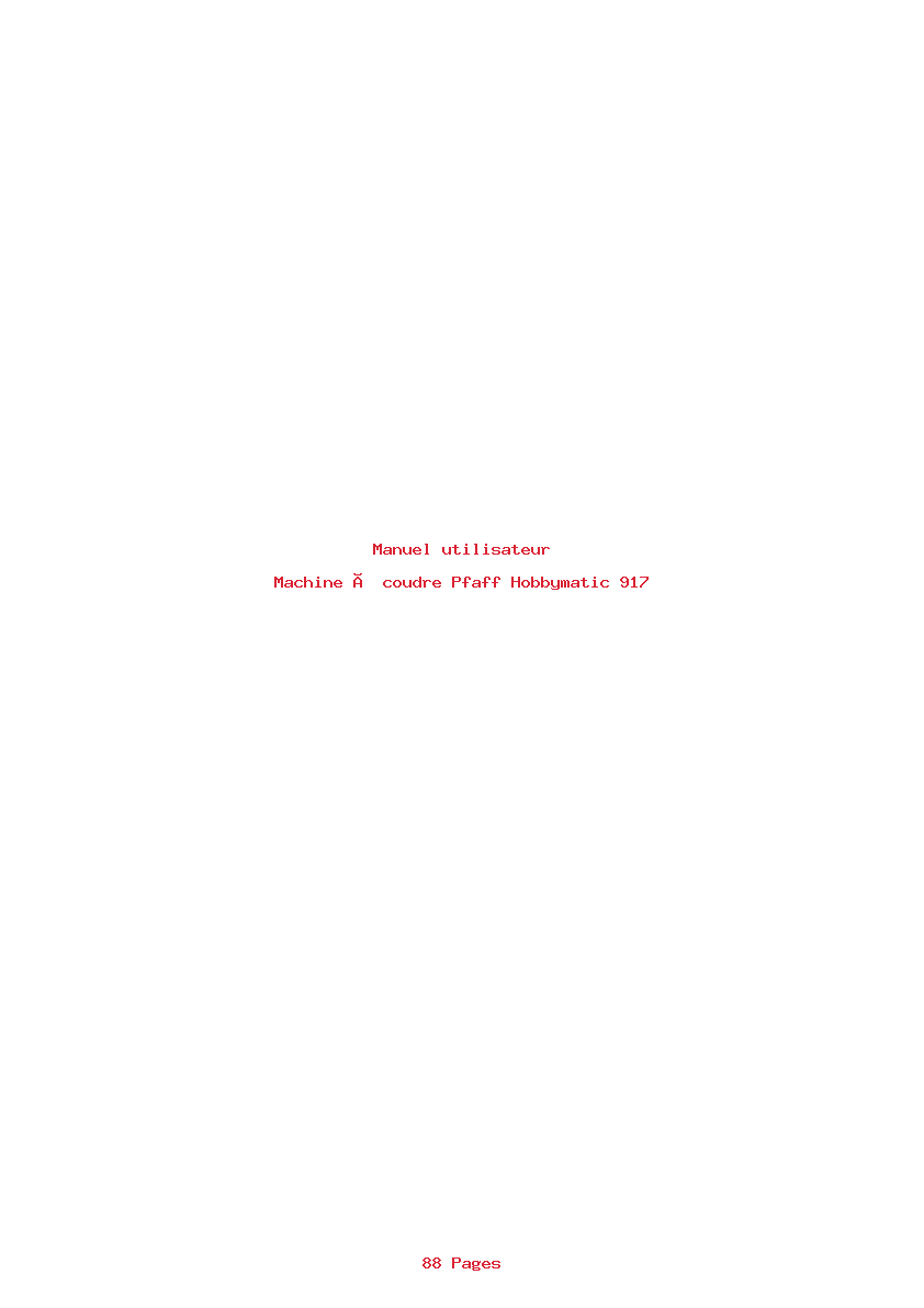 Page 1 de la notice Manuel utilisateur Pfaff Hobbymatic 917