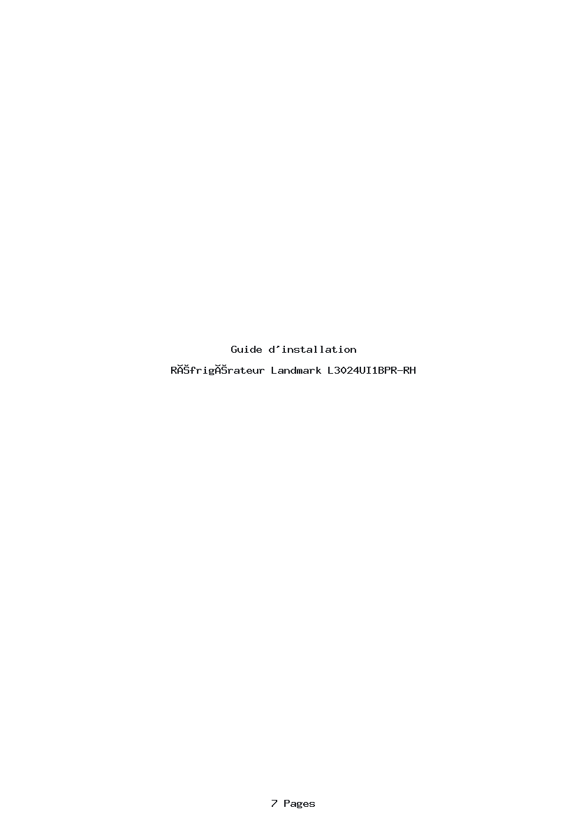 Page 1 de la notice Guide d'installation Landmark L3024UI1BPR-RH