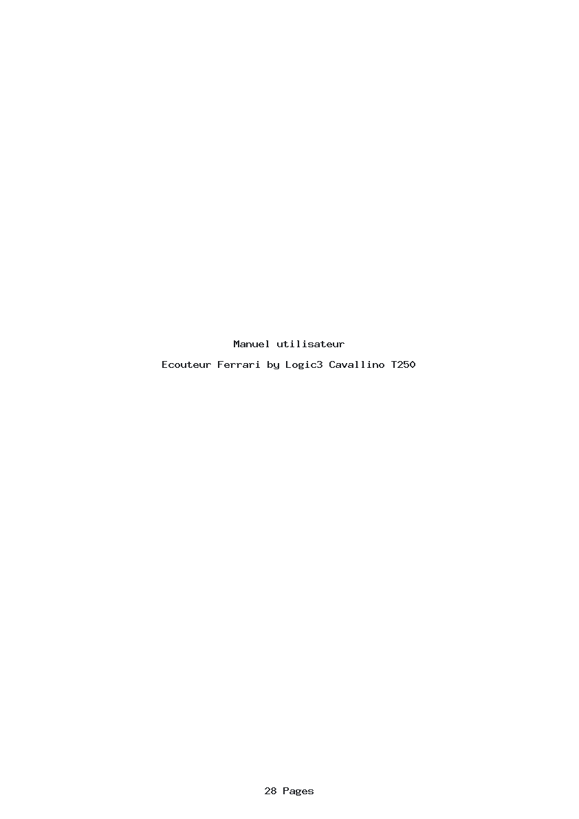 Page 1 de la notice Manuel utilisateur Ferrari by Logic3 Cavallino T250