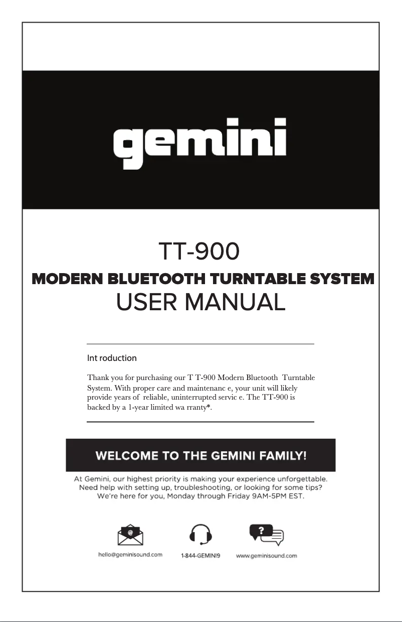 Página 1 del manual Manual de usuario Gemini TT-900