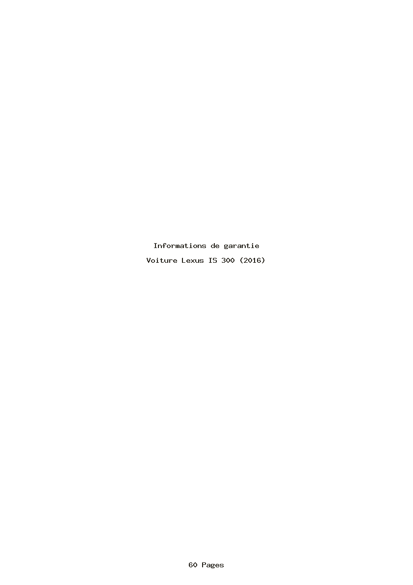 Page 1 de la notice Informations de garantie Lexus IS 300 (2016)