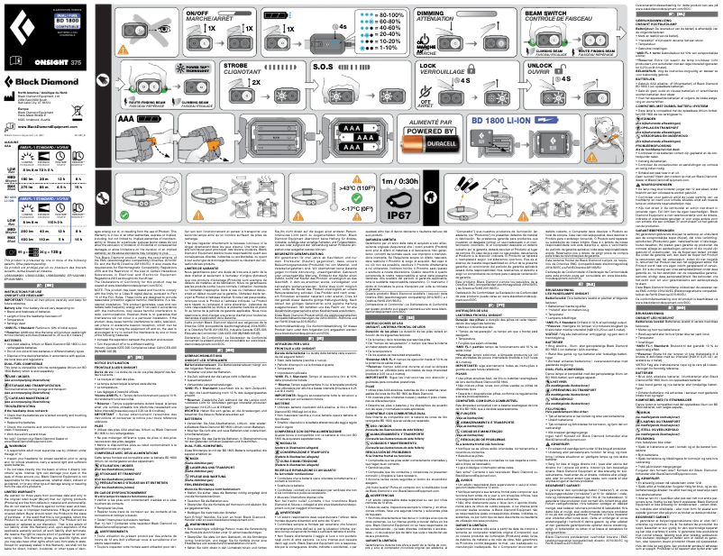 Page 1 de la notice Manuel utilisateur Black Diamond Onsight 375