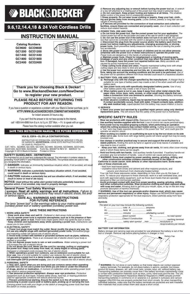 Página 1 del manual Manual de usuario Black & Decker GCO9602