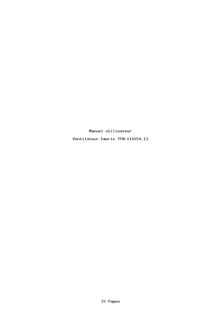 Page 1 de la notice Manuel utilisateur Emerio TFN-110154.13