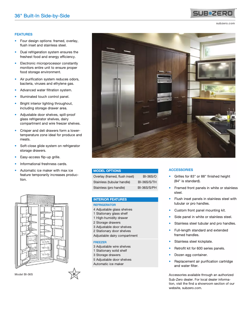 Page 1 de la notice Manuel utilisateur Sub-Zero BI-36S/S/TH