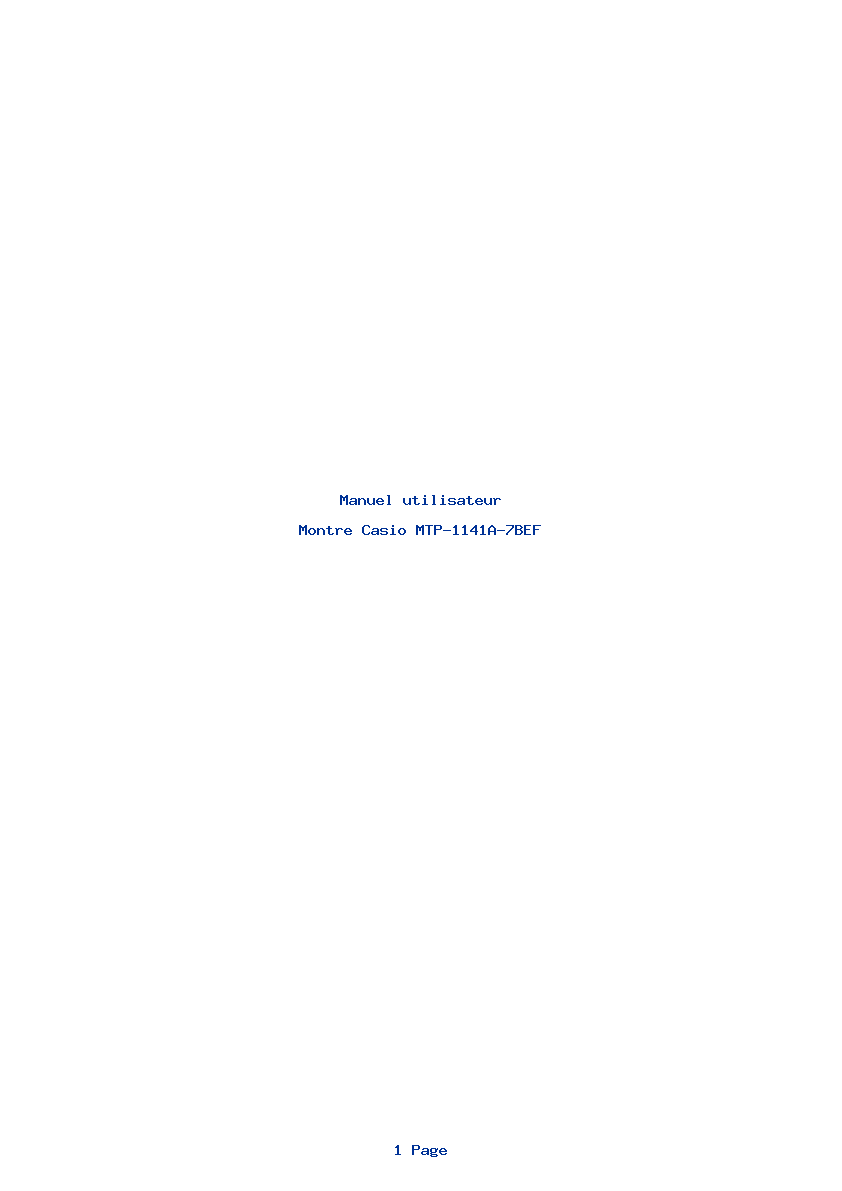 Page 1 de la notice Manuel utilisateur Casio MTP-1141A-7BEF