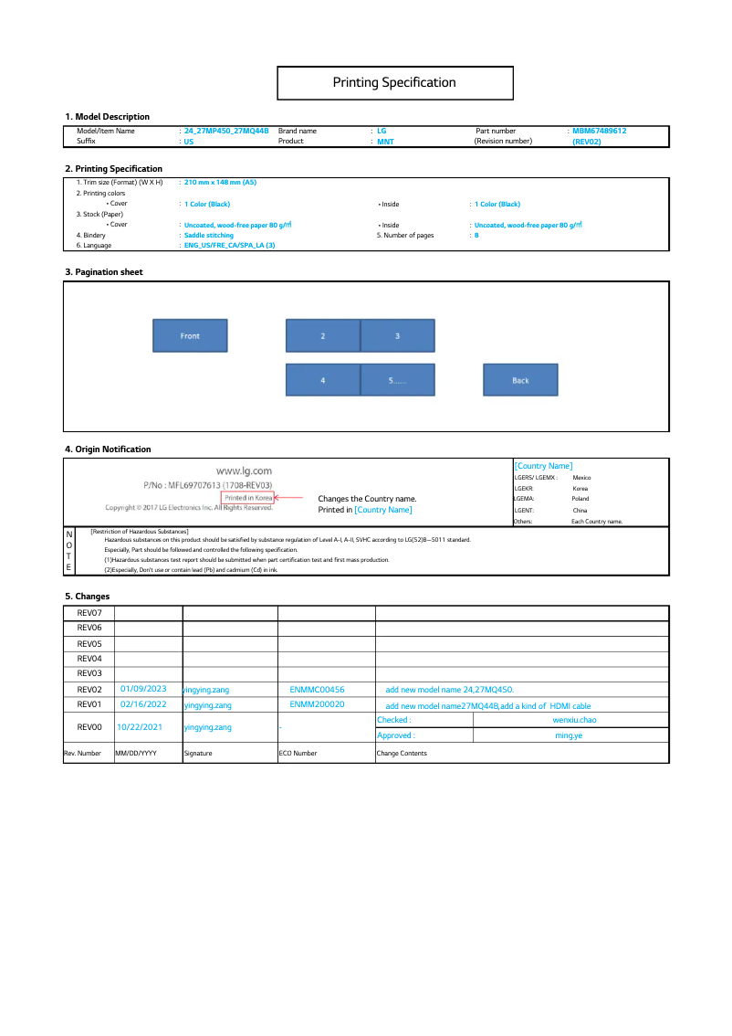 Page 1 de la notice Manuel utilisateur LG 24MQ450