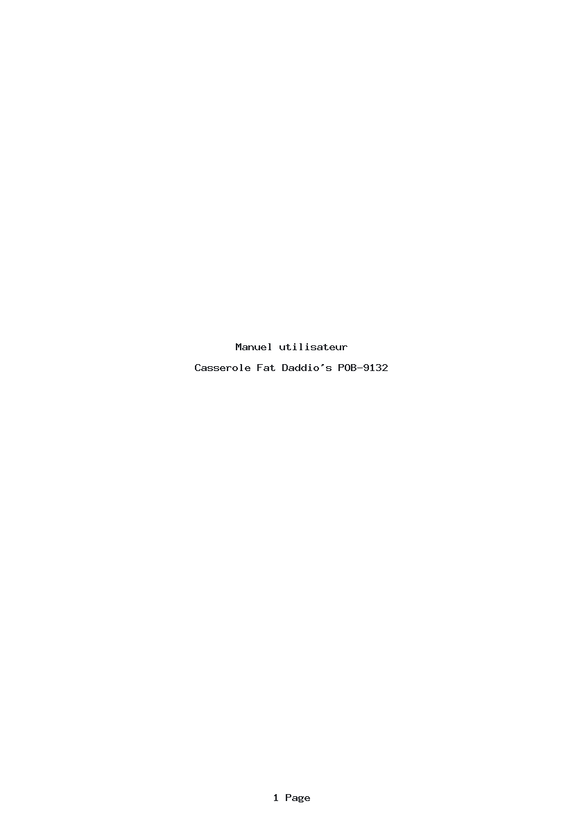 Page 1 de la notice Manuel utilisateur Fat Daddio's POB-9132