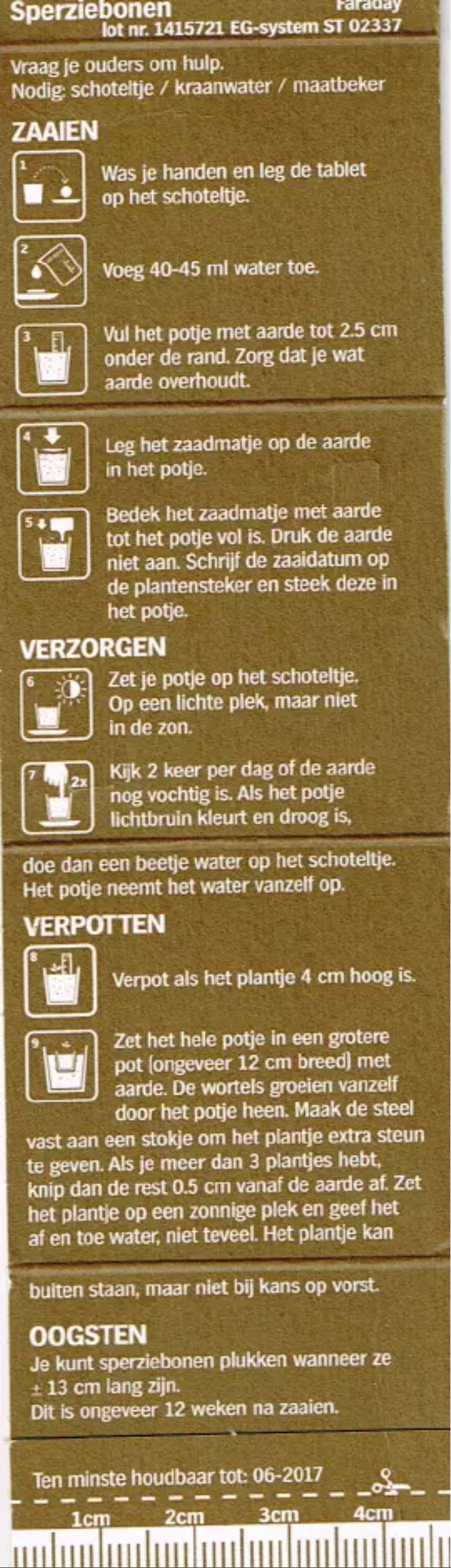 Page 1 of the manual User Manual Albert Heijn Moestuintje Sperziebonen