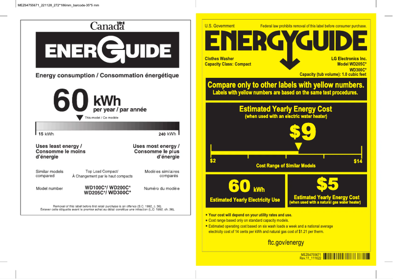 Página 1 del manual Etiqueta energética LG WD300CB