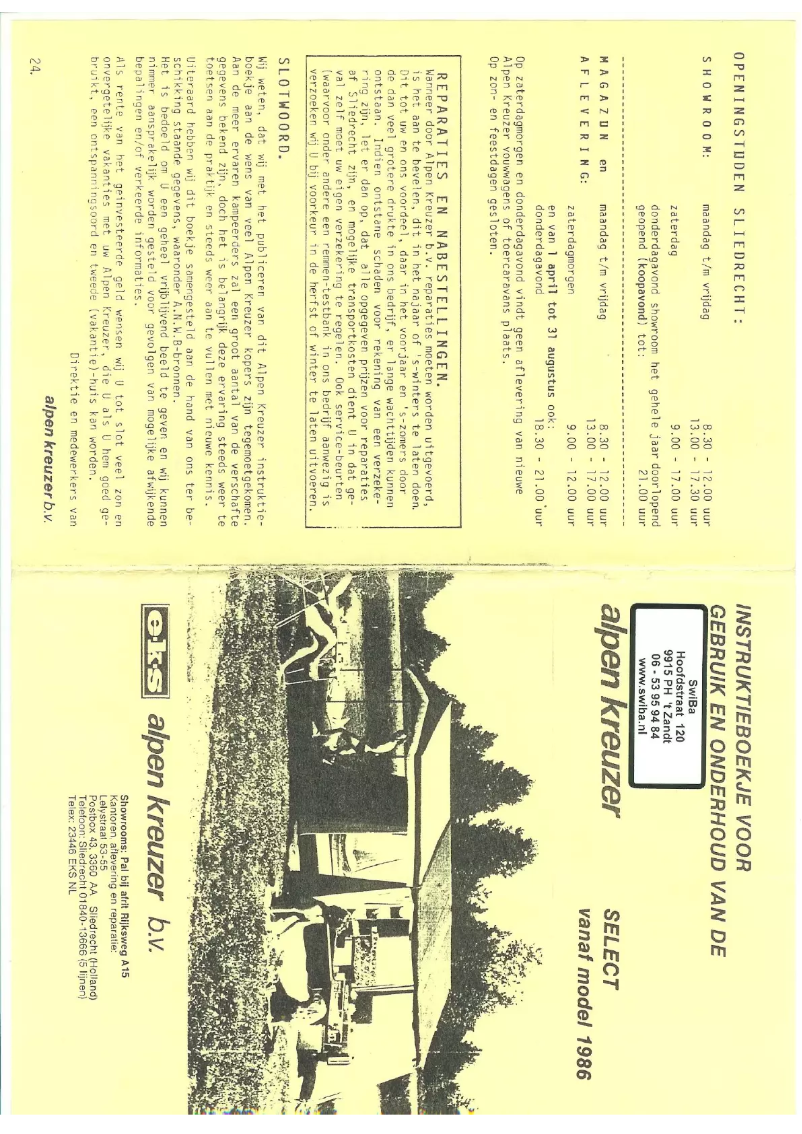 Page 1 de la notice Manuel utilisateur Alpen Kreuzer Select (1986)