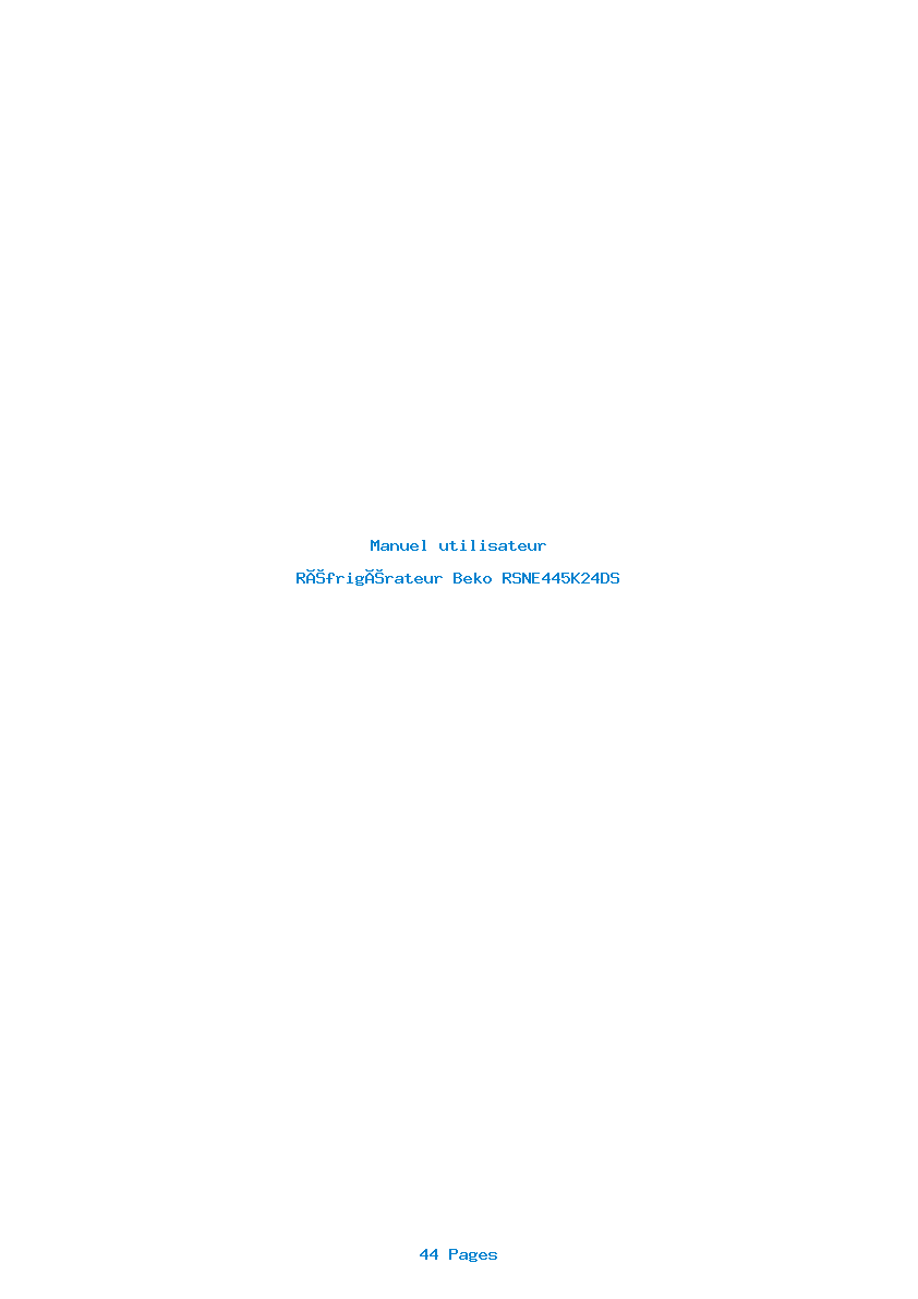 Page 1 de la notice Manuel utilisateur Beko RSNE445K24DS