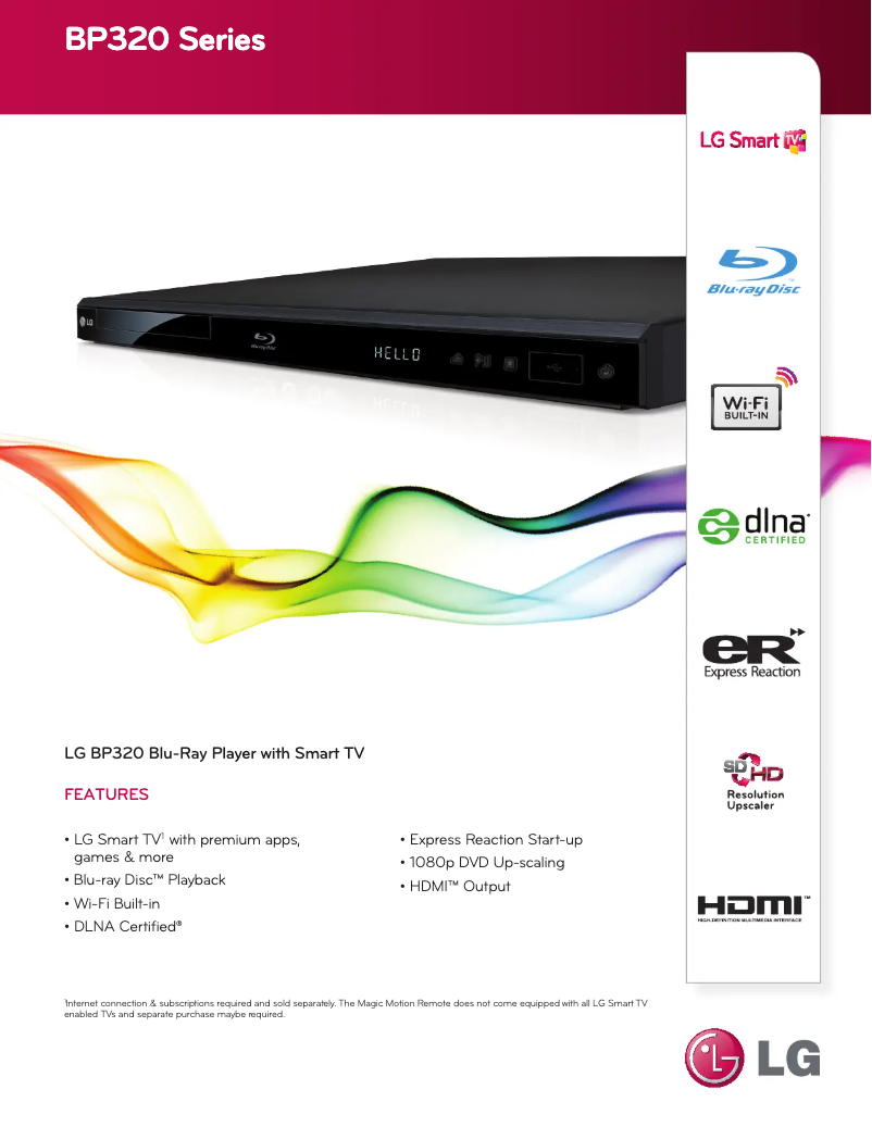 Page 1 de la notice Fiche technique LG BP320