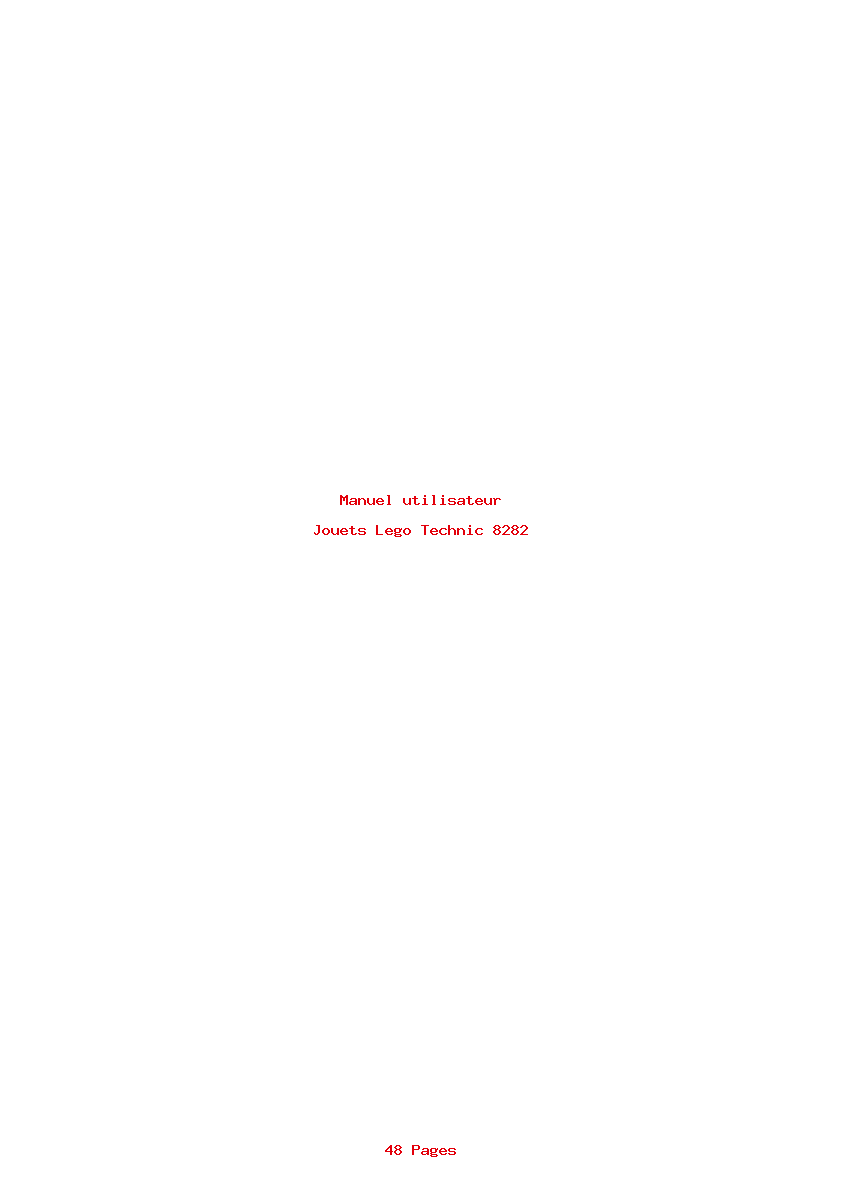 Page 1 de la notice Manuel utilisateur Lego Technic 8282